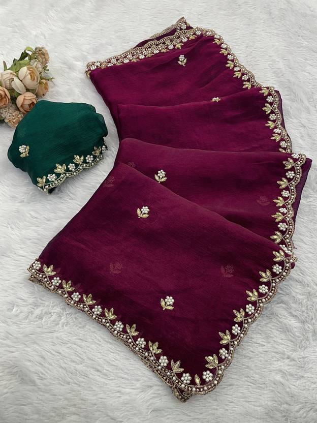 Embroidered Bollywood Jimmy Jimmy Saree (Purple)