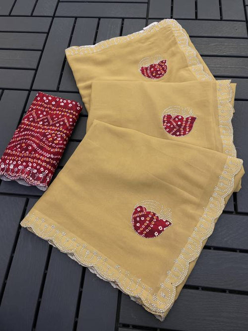 Dyed Bollywood Georgette Saree (Yellow)