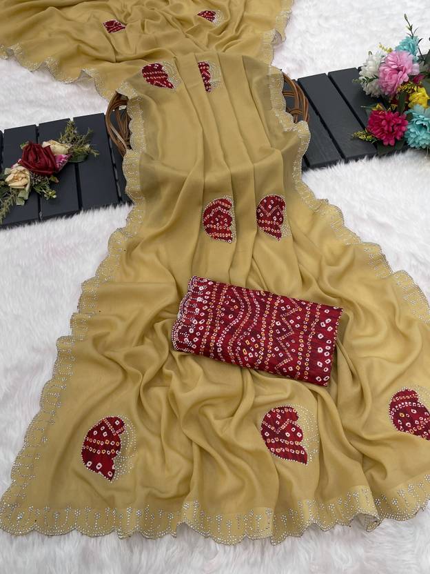 Dyed Bollywood Georgette Saree (Yellow)