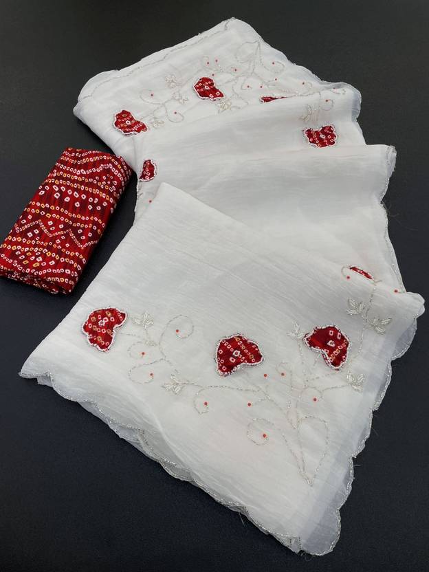 Embroidered Bollywood Georgette Saree (White)