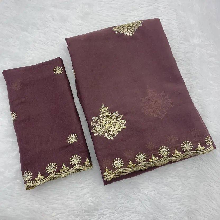 Embroidered Bollywood Georgette Saree (Magenta)