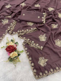 Embroidered Bollywood Georgette Saree (Magenta)